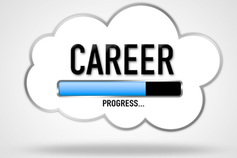 A cloud graphic with the word CAREER and a loading bar indicating progress.