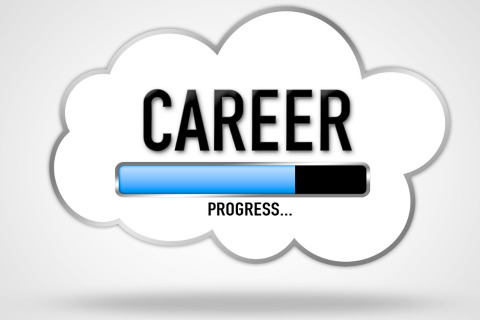 A cloud graphic with the word CAREER and a loading bar indicating progress.