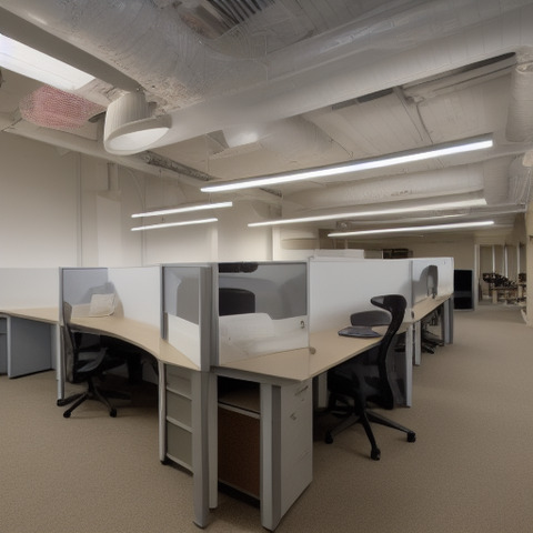 The office is very tidy and well organized, with the desks and chairs neatly lined up. The room is large and spacious, with lots of room for employees to work comfortably. There are several people sitting at the tables, each working at their own pace. The room is brightly lit, providing a comfortable environment for the employees to work in. The office appears to be a professional setting, with a dedicated area for employees to focus on their work.
