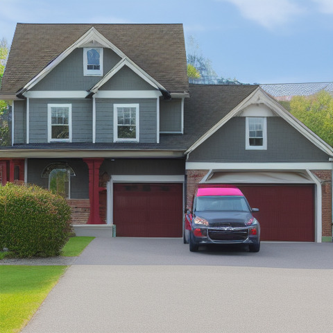 A small family home with a car in the driveway